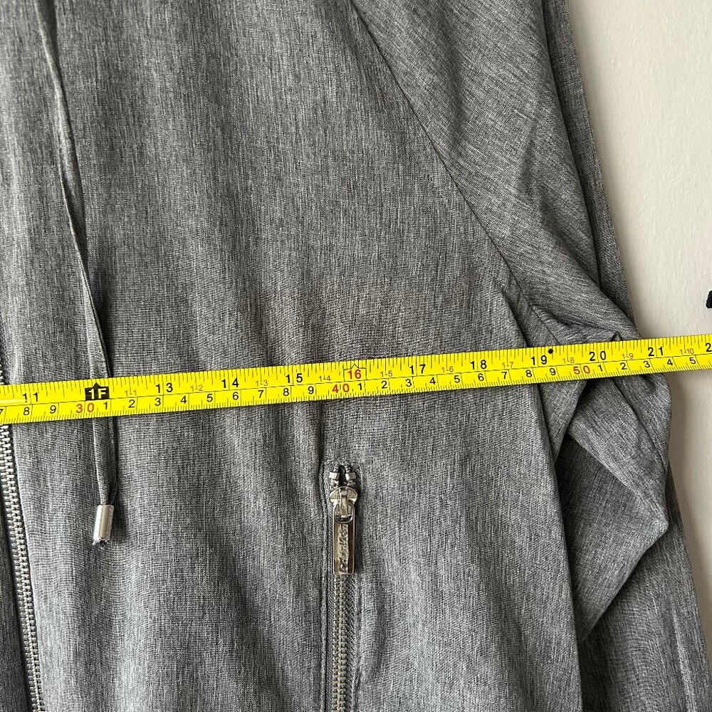 Calvin Klein Zip Front Jacket Women S/M Gray Ruffle Hem Lightweight NWOT - Picture 6 of 10